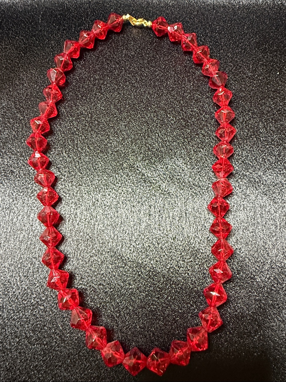 Vintage Red Crystal/ Glass Bicone Bead Necklace